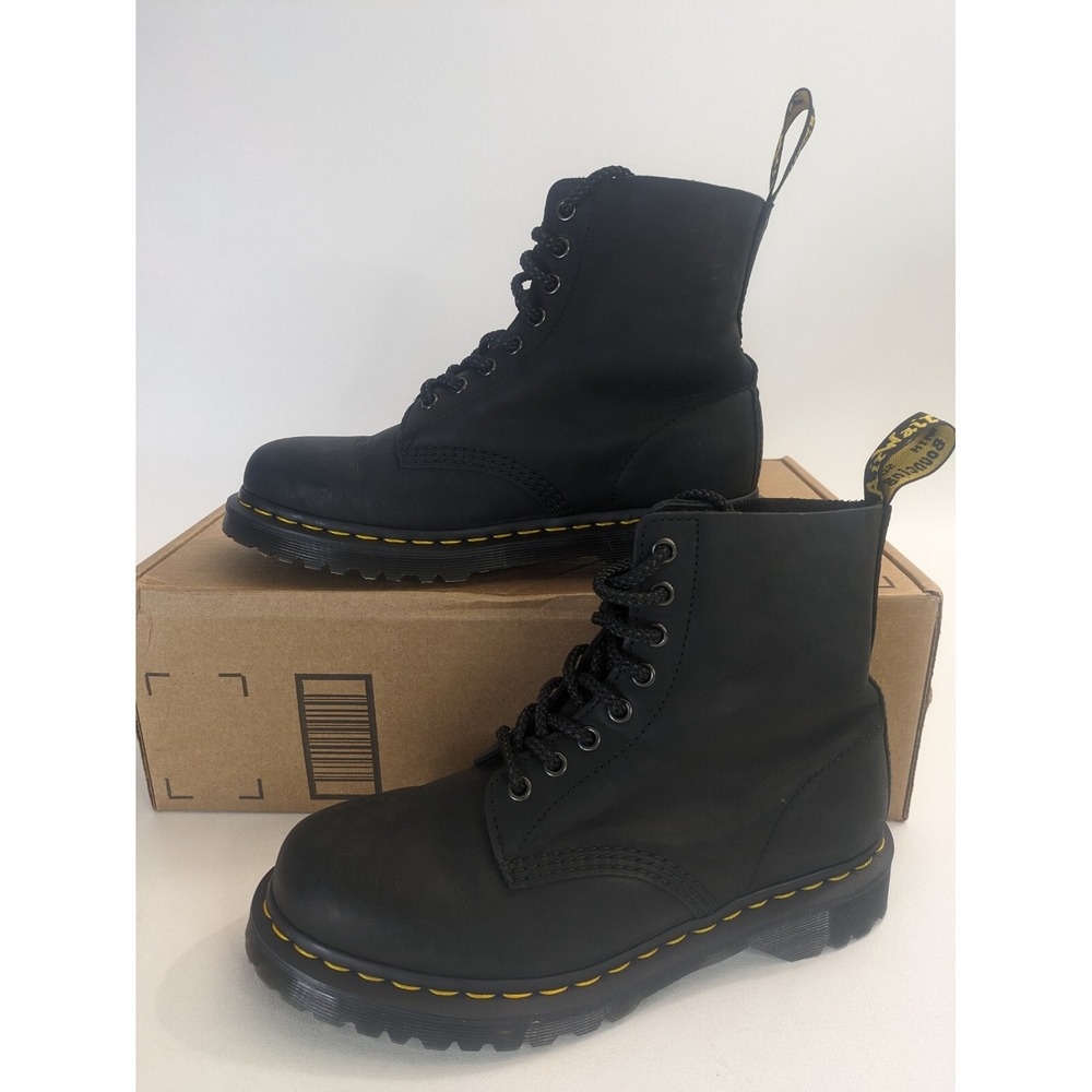 Dr. Martens, Women's 1460 Original Smooth Leather 8-Eye Boot, Black Smooth, 8